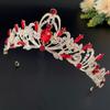 PRETYZOOM Rhinestone Crown Tiara Headband for Women, Retro Elegant Headdress Hair Accessory, Gold-red Vintage Style Wedding Party Festival Photo Prop view 4
