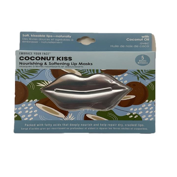 Scented Brightening & Exfoliating Lip Masks, 5 Masks (Coconut Kiss)