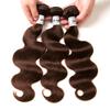 Chocolate Color Light Brown Body Wave Bundles Human Hair Brazilian Hair Extensions Sew In 9A Grade 100% Unprocessed Virgin Remy Human Hair Weave Extensions (Body 4#, 10 10 10) view 2