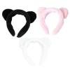 TOGEVAL 3pcs Plush Cat Ear Headbands for Women Wide Soft Face Washing Hair Wraps Makeup Hair Bands Comfortable Elastic Accessories for Spa and Daily Use view 1