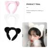 TOGEVAL 3pcs Plush Cat Ear Headbands for Women Wide Soft Face Washing Hair Wraps Makeup Hair Bands Comfortable Elastic Accessories for Spa and Daily Use view 3