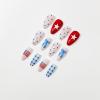 24Pcs 4th of July Press on Nails Medium Almond Fake Nails Cute Independence Day False Nails with Star Plaid Bow Polka Dot Design Artificial Nails Press ons Full Cover Patriotic Stick on Nail for Women view 4