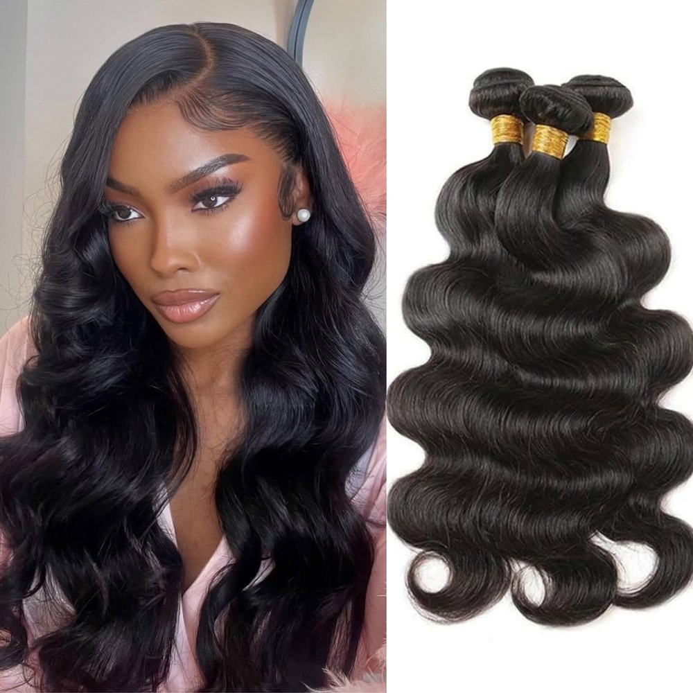 Body Wave Bundles Human Hair 18 20 22 Inch Hair Extensions Natural Black