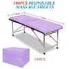 100Pcs Disposable Bed Sheets 31.5"x71"Massage Table Sheets Non-Woven Fabric Bed Covers for Ultimate Hygiene and Comfort in Massage,Tattoo, Beauty and Spa Treatments, Breathable & Durable Sheets(Purple view 2