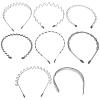 EXQUIMEUBLE 8pcs Wavy Metal Headbands Non-slip Sports Hairbands for Men and Women Unisex Elastic Hair Accessories Suitable for Outdoor Exercise view 1