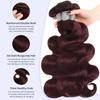 MOMOSHERO 99j 3 Bundles with 13x4 Ear to Ear HD Frontal Human Hair Body Wave 101214+10 Inch, 100% Brazilian Virgin Remy Dark Cherry Bundles with Frontal Pre Plucked view 3