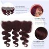 MOMOSHERO 99j 3 Bundles with 13x4 Ear to Ear HD Frontal Human Hair Body Wave 101214+10 Inch, 100% Brazilian Virgin Remy Dark Cherry Bundles with Frontal Pre Plucked view 4