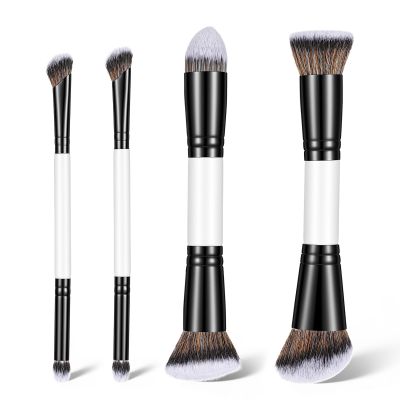 4Pcs All-in-One Makeup Brush Set, Dual End Brushes for Makeup- Foundation, Concealer, Contour, Blush, Powder, Highlighter Brushes,