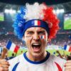 CAKURE France Soccer Fan Afro Wig Face Tattoo Set Blue White & Red Curly Afro Wig with France Flag for World Cup, Euro Cup & Sports Events view 1