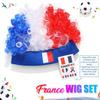 CAKURE France Soccer Fan Afro Wig Face Tattoo Set Blue White & Red Curly Afro Wig with France Flag for World Cup, Euro Cup & Sports Events view 2