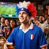 CAKURE France Soccer Fan Afro Wig Face Tattoo Set Blue White & Red Curly Afro Wig with France Flag for World Cup, Euro Cup & Sports Events view 3