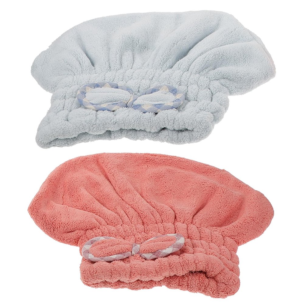MAGICLULU 2pcs Coral Fleece Hair Drying Caps Set, Water Absorbent Fast Dry Hair Towels, Soft Shower Wraps for Women Bath Use, Blue and Orange