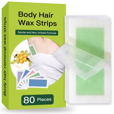BXQJRJ Wax Strips 80 Count, Hair Removal Waxing Strips, Hair Remover Waxing Kit for Body & Face, At Home Waxing Kit Depilatory Patch 80Wax Strips + 20 Calming Oil Wipes