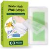BXQJRJ Wax Strips 80 Count, Hair Removal Waxing Strips, Hair Remover Waxing Kit for Body & Face, At Home Waxing Kit Depilatory Patch 80Wax Strips + 20 Calming Oil Wipes view 1