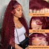 MOOTAFUL 5x5 Burgundy Lace Closure Wigs Human Hair 200% Density Burmese Curly Wig 18 Inch 99J view 2