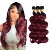 T1B99J Ombre Burgundy Human Hair Body Wave Bundles Human Hair 30 32 34 Inch Double Weft Unprocessed Brazilian Virgin Hair Extensions view 1