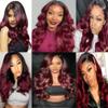 T1B99J Ombre Burgundy Human Hair Body Wave Bundles Human Hair 30 32 34 Inch Double Weft Unprocessed Brazilian Virgin Hair Extensions view 2