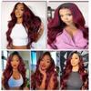 T1B99J Ombre Burgundy Human Hair Body Wave Bundles Human Hair 30 32 34 Inch Double Weft Unprocessed Brazilian Virgin Hair Extensions view 3