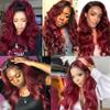 T1B99J Ombre Burgundy Human Hair Body Wave Bundles Human Hair 30 32 34 Inch Double Weft Unprocessed Brazilian Virgin Hair Extensions view 4