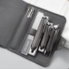 10-Piece Nail Clipper Set for Manicure and Pedicure, with Ear Wax Cleaning Tools and PU Leather Travel Case (Gray) view 1