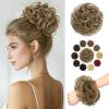 SOFEIYAN Human Hair Bun 100% Real Human Hair Messy Bun Natural Wavy Curly Chignon Hair Bun Extensions Tousled Fake Bun Scrunchies Updo Hair Pieces for Women - Brown Mixed Light Blonde view 1