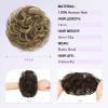 SOFEIYAN Human Hair Bun 100% Real Human Hair Messy Bun Natural Wavy Curly Chignon Hair Bun Extensions Tousled Fake Bun Scrunchies Updo Hair Pieces for Women - Brown Mixed Light Blonde view 2