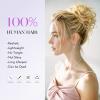 SOFEIYAN Human Hair Bun 100% Real Human Hair Messy Bun Natural Wavy Curly Chignon Hair Bun Extensions Tousled Fake Bun Scrunchies Updo Hair Pieces for Women - Brown Mixed Light Blonde view 3