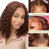 Ablvari Chocolate Brown Water Wave Bob Wig Human Hair 4x4 Lace Closure Glueless Wear and Go Wig Pre Plucked Pre Cut Natural Hairline for Beginners 14 Inch view 3