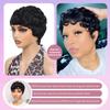 Y2K-Inspired Women's Curly Pixie Wig with Bangs, 180% Density, Glueless Non-Lace Rose Net Cap, 6-Inch Finger Wave Human Hair, Black Short Curly Design for a Natural Appearance view 2