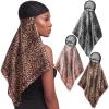 Funnysoft 3 Pcs Hair Wrap Scarf Net, Chic Leopard, Coffee Pink Gray view 1