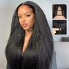 mscoco V Part Wig Human Hair Kinky Straight Glueless Wigs Human Hair Clip In Upgrade U Part Human Hair Wig with Drawstring 180% Density Natural Black 20inch view 1