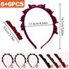 Zeiuvdy 6 Pack Headbands with Clips for Hair Styling - 90s Butterfly Style, Braided Non-Slip Headband with Teeth and 6 Braided Hair Clips for Women DIY Decoration (Black, Wine Red, Brown) view 2