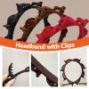 Zeiuvdy 6 Pack Headbands with Clips for Hair Styling - 90s Butterfly Style, Braided Non-Slip Headband with Teeth and 6 Braided Hair Clips for Women DIY Decoration (Black, Wine Red, Brown) view 3