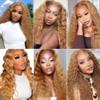 Deep Wave Human Hair Bundles 14 16 18 Inches Color #27 Honey Blonde Virgin Bundle Golden Blonde Deep Wave Bundles Human Hair Extensions 150G view 2