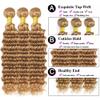 Deep Wave Human Hair Bundles 14 16 18 Inches Color #27 Honey Blonde Virgin Bundle Golden Blonde Deep Wave Bundles Human Hair Extensions 150G view 4