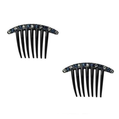 2 Pcs Blue Simple Minority Women Temperament Fashion Design All-Match Rhinestone Hair Comb Korean Style Headwear Accessories Seven-Tooth Comb,Hair Accessories