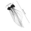CTIRCHIU Pearl Bow Hair Clip with Ribbon Wedding Barrette Bridal Hair Accessory Black Veil Hairpin for Formal Occasions view 2