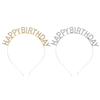 IWOWHERO Birthday Rhinestone Headband Alloy 2pcs Gold Silver Sparkle Birthday Party Headpiece Hair Accessories for Women Celebration view 1