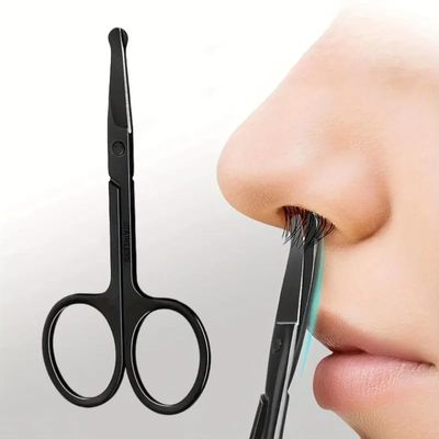 Nose Hair Scissors Mini Stainless Steel Round Head Beauty Trimmer Nose Hair Trimmer Portable Ergonomics Nose Hair Cutter Eyebrow Makeup Scissor