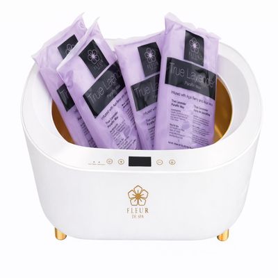 Paraffin Wax Machine for Hands & Feet - Fleur De Spa 4000ml Paraffin Wax Warmer with Auto Timer & Keep Warm, Includes 4lbs USA Made Wax for Spa Treatment (Lavender Paraffin)