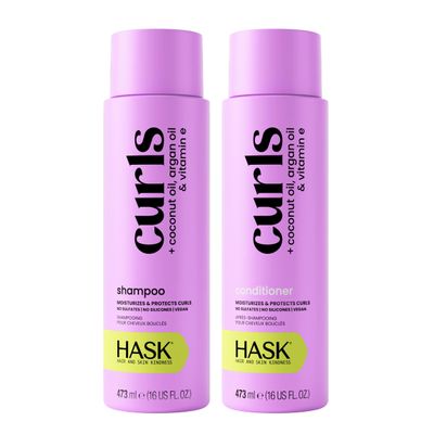 HASK Curl Care Coconut & Argan Shampoo & Conditioner Set, 16 oz Each