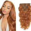 #30 Brown Long Wave Clip in Hair Extensions,20 Inch Soft Real Human Hair,Light Brown Long Wave Clip ins 120g 7pcs Per,Brazilian Remy Color #30 Human Hair Extensions. view 1