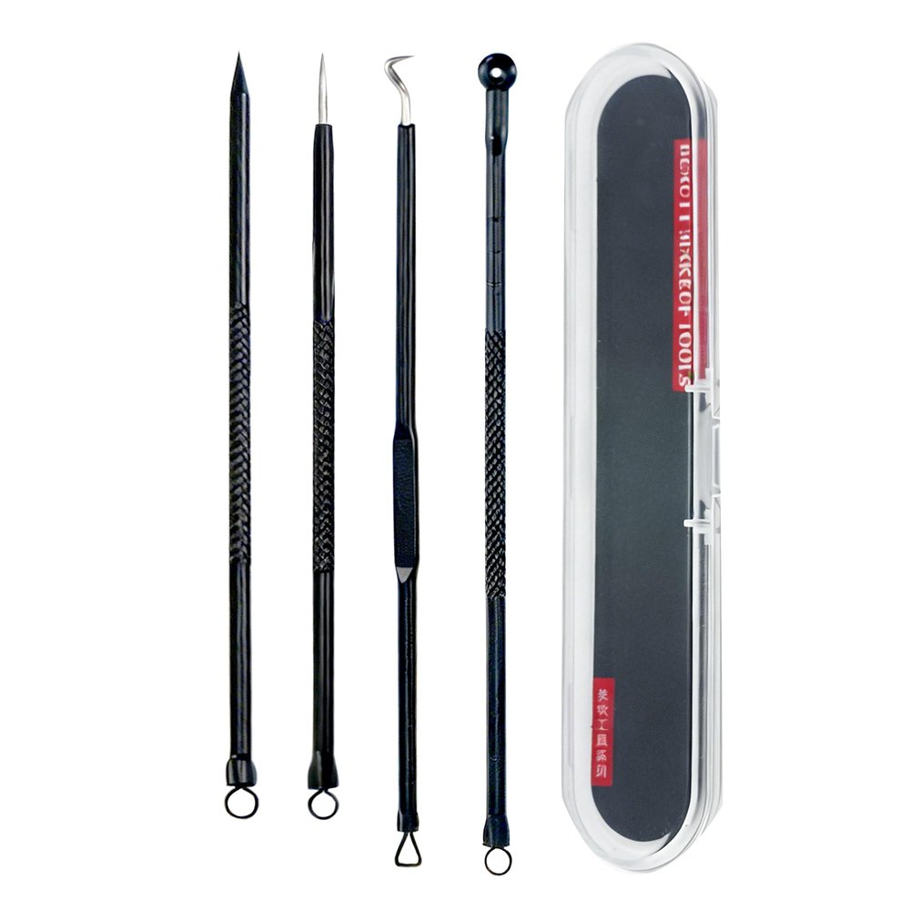 BlingKingdom 4 PCS Blackhead Remover Tools with Box, Stainless Steel Comedone Blackhead Extractor Whitehead Zit Acne Removal Pimple Popper Tool Kit for Stubborn Blemishes
