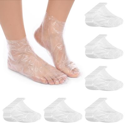 200 PCS Disposable Plastic Foot Covers, Paraffin Wax Bath Liners Feet Covers Bags for Moisturizing Pedicure and Spa Treatment with Snug Closure Stickers, 12.2"X 9.4"