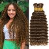 Human Braiding Hair for Boho Braids Deep Wave Bundles Human Hair Boho Hair for Braiding 18 Inch 6 Bundles/Pack 150g 12A Brazilian Curly Boho Braids Human Hair Braiding Hair Chocolate Brown 4# view 1