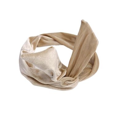 Cute Bunny Wire Wrap Rabbit Ear Headband, Turban Style Hair Band for Women(Beige)