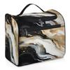 RPWOBBYQ Black Gold Marble Travel Toiletry Bag for Women Waterproof Cosmetic Bag Large Capacity Makeup Organizer with Handle view 1