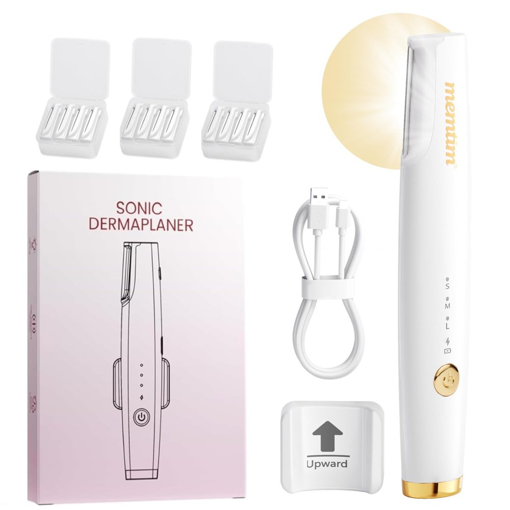 Sonic Dermaplane Razor for Women Face with LED Light (White)