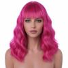 Lavviiqa Hot Pink Wig with Bangs Women Rose Red Wavy Wigs Short Magenta Wig view 1