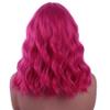 Lavviiqa Hot Pink Wig with Bangs Women Rose Red Wavy Wigs Short Magenta Wig view 4
